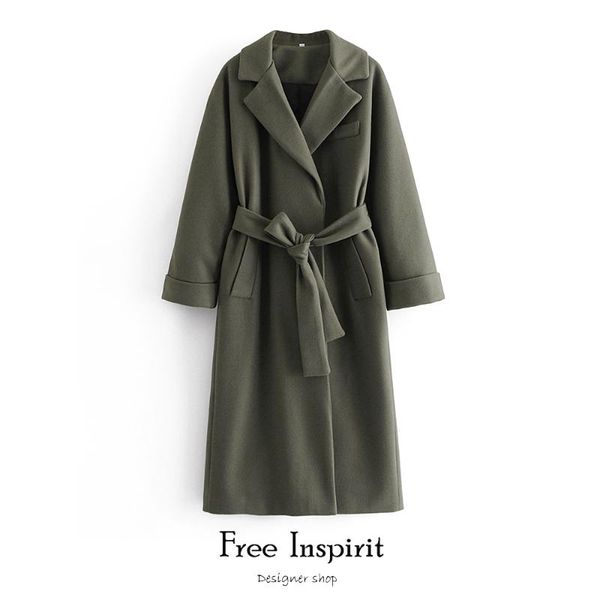 inspirit winter new arrival casual style solid women's long coat full sleeve turn-down collar belt loose wool overcoat, Black
inspirit winter new arrival casual style solid women's long coat full sleeve turn-down collar belt loose wool overcoat, Black