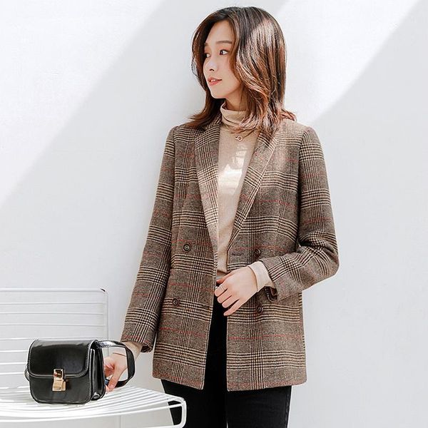 blazers women wool blended classic design plaid pockets single button ladies office work clothing style new fashion1, White;black
blazers women wool blended classic design plaid pockets single button ladies office work clothing style new fashion1, White;black