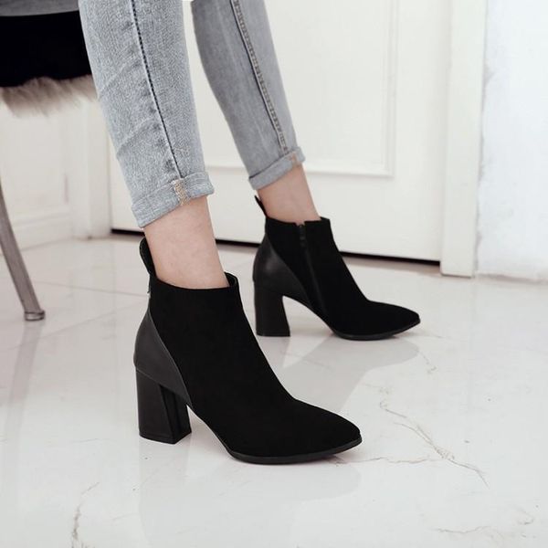 big size simple euro-american pointed thick heel side zipper boots in autumn and winter1, Black
big size simple euro-american pointed thick heel side zipper boots in autumn and winter1, Black