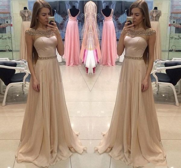 2021 champagne prom dresses crystals beaded scoop neck sequins chiffon floor length custom made plus size evening party gowns vestidos, Black
2021 champagne prom dresses crystals beaded scoop neck sequins chiffon floor length custom made plus size evening party gowns vestidos, Black