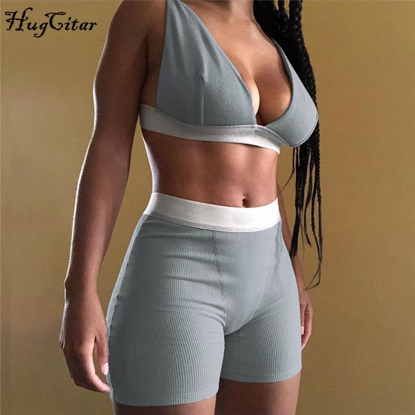 hugcitar 2020 sleeve v-neck crop tank biker shorts 2 piece set autumn winter women fashion streetwear tracksuit c1103, Gray
hugcitar 2020 sleeve v-neck crop tank biker shorts 2 piece set autumn winter women fashion streetwear tracksuit c1103, Gray