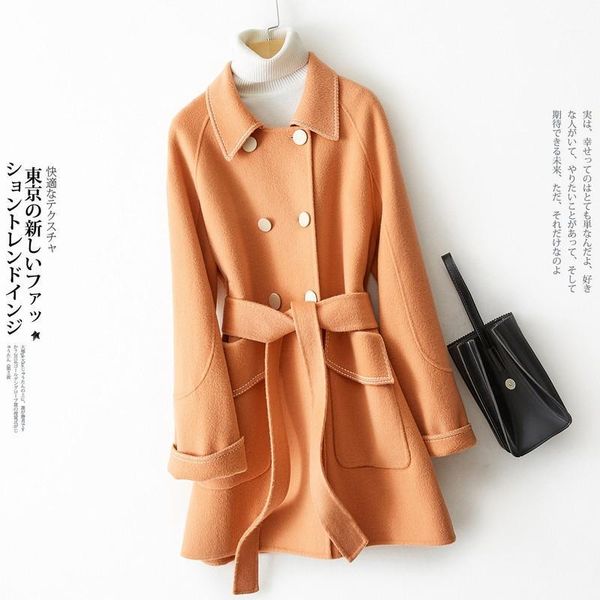 women's wool & blends women's cashmere coat long double-faced jacket korean elegant ladies coats and spring autumn manteau femme 2, Black
women's wool & blends women's cashmere coat long double-faced jacket korean elegant ladies coats and spring autumn manteau femme 2, Black