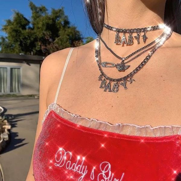 alyxuy multi-layer crystal baby angel letter pendant necklace punk rhinestone chain clavicle luxury jewelry women girls gift, Silver
alyxuy multi-layer crystal baby angel letter pendant necklace punk rhinestone chain clavicle luxury jewelry women girls gift, Silver