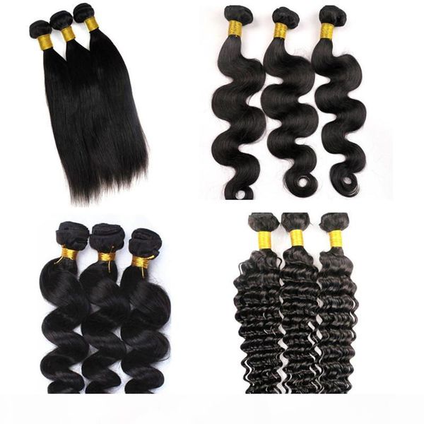 virgin brazilian hair wefts human hair bundles weaves 8-34inch unprocessed peruvain indian malaysian mongolian virgin human hair extensions, Black