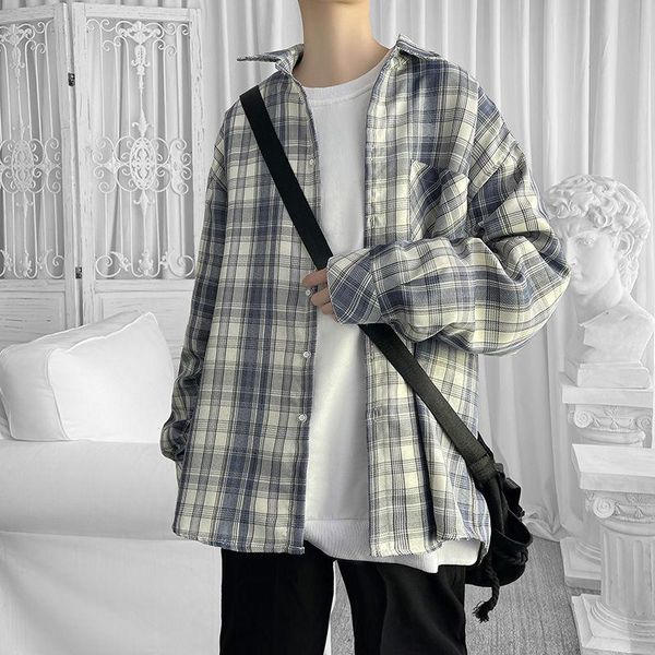spring plaid shirt men's fashion retro casual shirt men streetwear korean loose long sleeve shirts mens dress s-xl, White;black
spring plaid shirt men's fashion retro casual shirt men streetwear korean loose long sleeve shirts mens dress s-xl, White;black