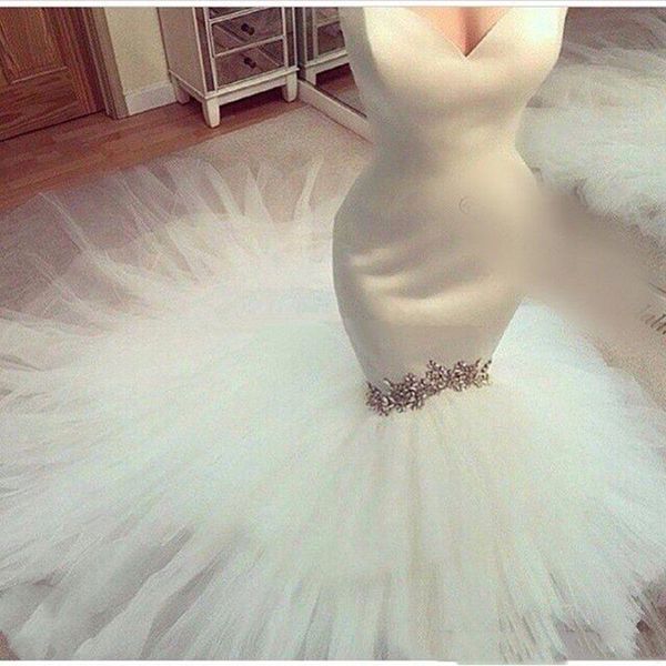 new mermaid wedding dress sweetheart satin beaded sleeveelss plus size tulle tiered skirts bridal gowns qc1515, White
new mermaid wedding dress sweetheart satin beaded sleeveelss plus size tulle tiered skirts bridal gowns qc1515, White