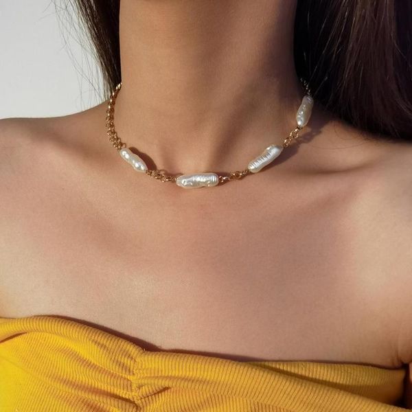 Bohemia Irregular Pearl Chains Necklace Jewelry Gold Color Metal Clavicle Chain Choker Necklace for Women Baroque Pearl Collar, Silver
Bohemia Irregular Pearl Chains Necklace Jewelry Gold Color Metal Clavicle Chain Choker Necklace for Women Baroque Pearl Collar, Silver
