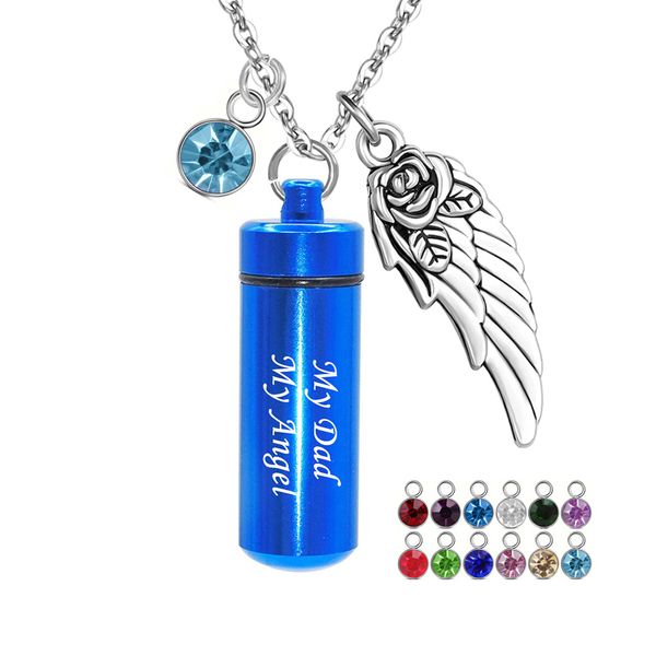 aluminum alloy cylinder cremation ashes urn jewelry for dad memorial pendant neckalce with 12 birthstones -my dad my angel, Silver
aluminum alloy cylinder cremation ashes urn jewelry for dad memorial pendant neckalce with 12 birthstones -my dad my angel, Silver