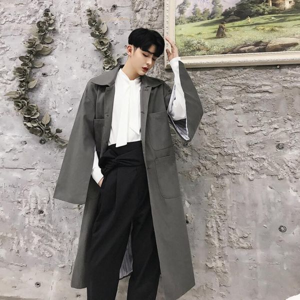 2020 -xxl new personality flaw design long trench coat youth hairstylist loose jacket singer clothes y6v7, Tan;black
2020 -xxl new personality flaw design long trench coat youth hairstylist loose jacket singer clothes y6v7, Tan;black