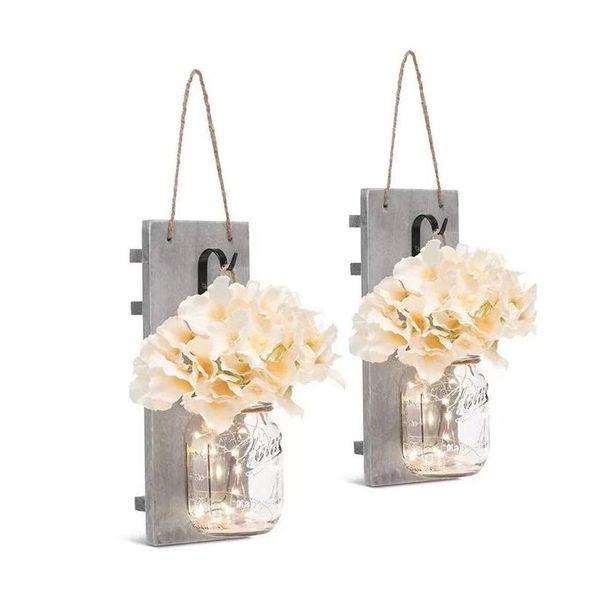 2pcs rustic grey mason jar sconces with led strip lights 6-hour timer decorative hanging wall decor hydrangea home kitch bbyviv
2pcs rustic grey mason jar sconces with led strip lights 6-hour timer decorative hanging wall decor hydrangea home kitch bbyviv