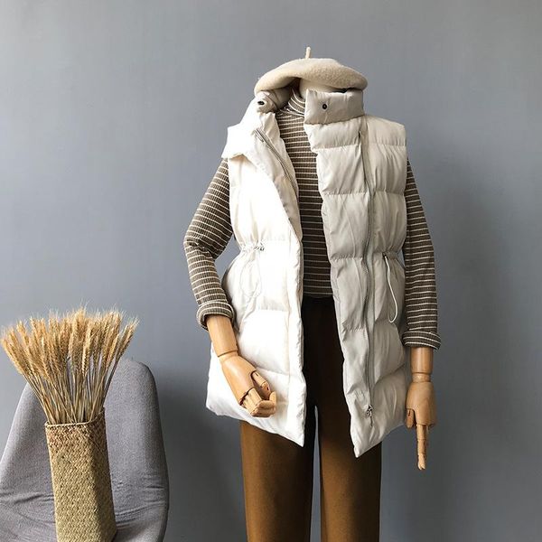 women's vests 2021 winter women vest coat warm stand collar fashion cotton down long chaleco mujer gilet casaco feminino, Black;white
women's vests 2021 winter women vest coat warm stand collar fashion cotton down long chaleco mujer gilet casaco feminino, Black;white