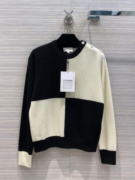 2020 autumn new black and white contrast patchwork 100% cashmere loose sweater1, White;black
2020 autumn new black and white contrast patchwork 100% cashmere loose sweater1, White;black