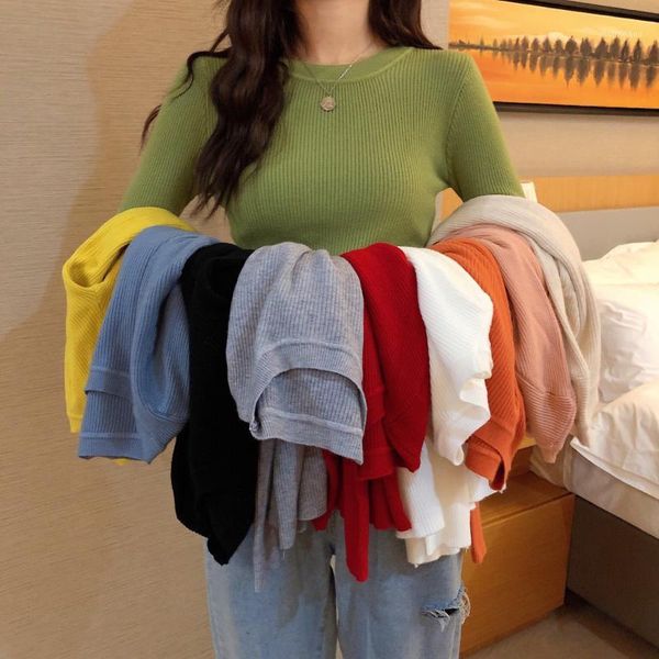 lucyever fashion knitted sweater women simple o-neck elasticity slim black sweater woman 2019 new winter casual solid pull femme1, White;black 
lucyever fashion knitted sweater women simple o-neck elasticity slim black sweater woman 2019 new winter casual solid pull femme1, White;black