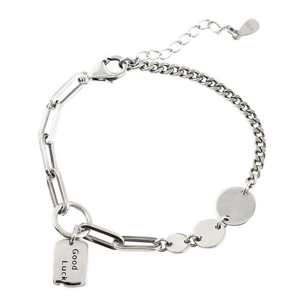 new 925 sterling silver lucky square brand bracelet female retro ins unique design simple fashion round chain, Black
new 925 sterling silver lucky square brand bracelet female retro ins unique design simple fashion round chain, Black