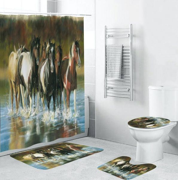 bath accessory set 4 sets of bathroom accessories painting horse printing non-slip carpet toilet seat supplies
bath accessory set 4 sets of bathroom accessories painting horse printing non-slip carpet toilet seat supplies