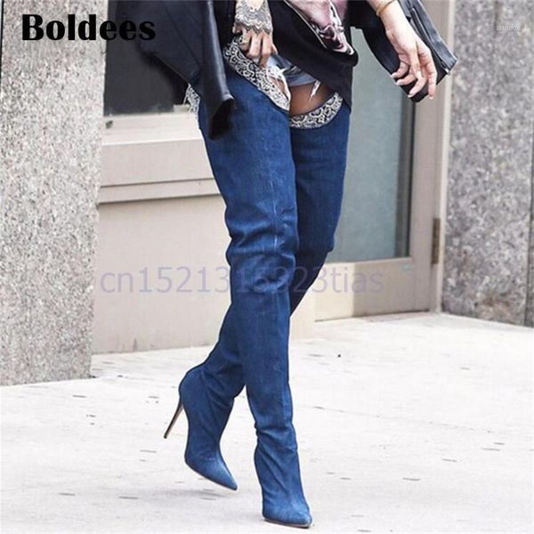 boots blue denim women over the knee point toe rhinestone belt decor thigh high boot cowboy heel boot1, Black
boots blue denim women over the knee point toe rhinestone belt decor thigh high boot cowboy heel boot1, Black