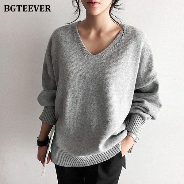 women's sweaters bgteever casual v-neck loose solid sweater jumpers women 2021 winter knitwear femme side split female knitted pullover, White;black
women's sweaters bgteever casual v-neck loose solid sweater jumpers women 2021 winter knitwear femme side split female knitted pullover, White;black
