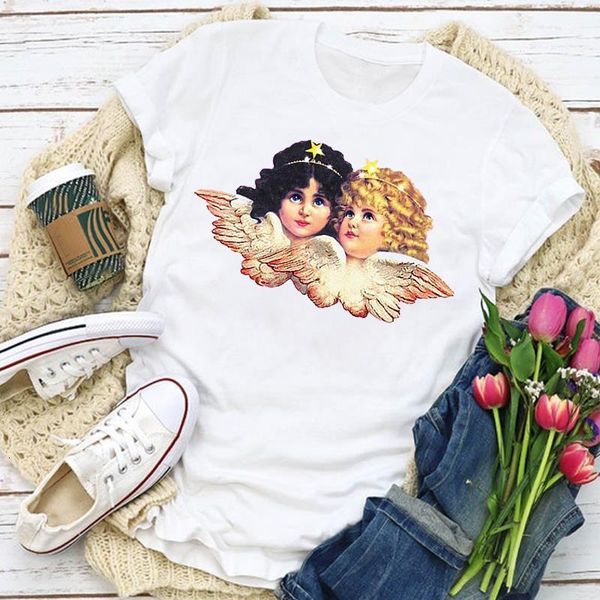 women graphic angel girl elegant style aesthetic summer t-shirt lady womens clothing clothes tee female t shirt aesthetic, White
women graphic angel girl elegant style aesthetic summer t-shirt lady womens clothing clothes tee female t shirt aesthetic, White