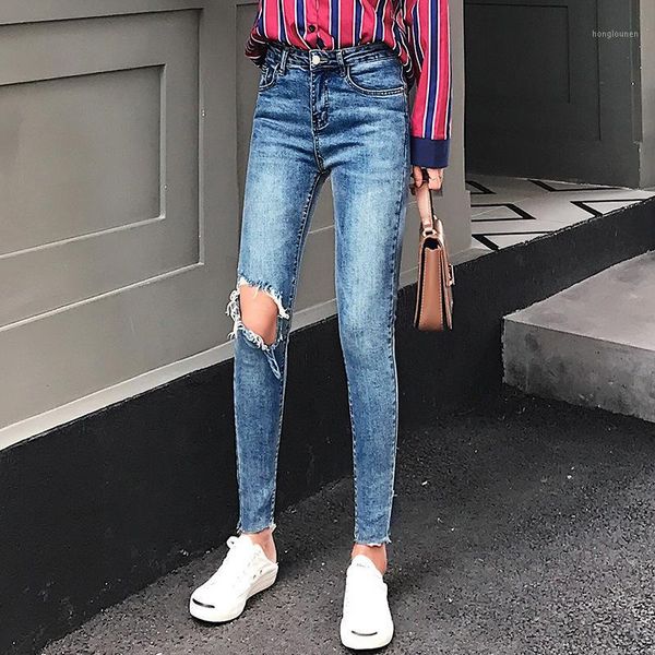 dark blue washed denim pants female ankle length tousers high waist hole skinny jeans for woman1
dark blue washed denim pants female ankle length tousers high waist hole skinny jeans for woman1