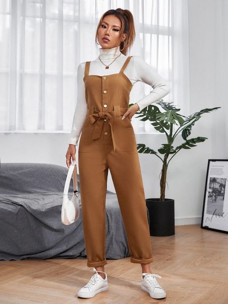 petite slant pockets belted overall jumpsuit without f7nn#, White
petite slant pockets belted overall jumpsuit without f7nn#, White