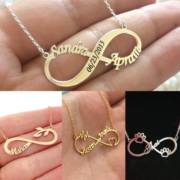 fashion double name engraved date numerals cat dog leaf heart infinity pendant necklaces stainless steel custom jewelry, Silver
fashion double name engraved date numerals cat dog leaf heart infinity pendant necklaces stainless steel custom jewelry, Silver