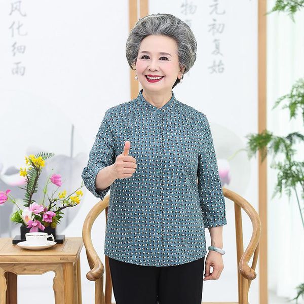 middle-aged women's apparels summer wear middle-aged women dress pure cotton casual short-sleeved shirt three-quarte1, White 
middle-aged women's apparels summer wear middle-aged women dress pure cotton casual short-sleeved shirt three-quarte1, White