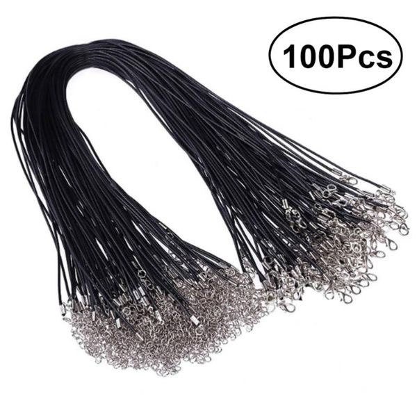 100pcs 2.0mm black waxed necklace cord bulk with clasp for jewelry making, Black;white