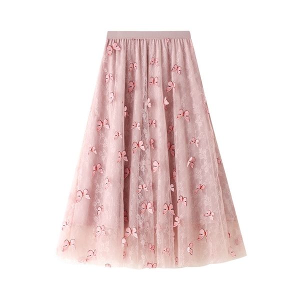 3d butterfly mesh skirt women autumn winter preppy style elastic high waist fairy a line lace gauze skirts female long falda q0104, Black
3d butterfly mesh skirt women autumn winter preppy style elastic high waist fairy a line lace gauze skirts female long falda q0104, Black