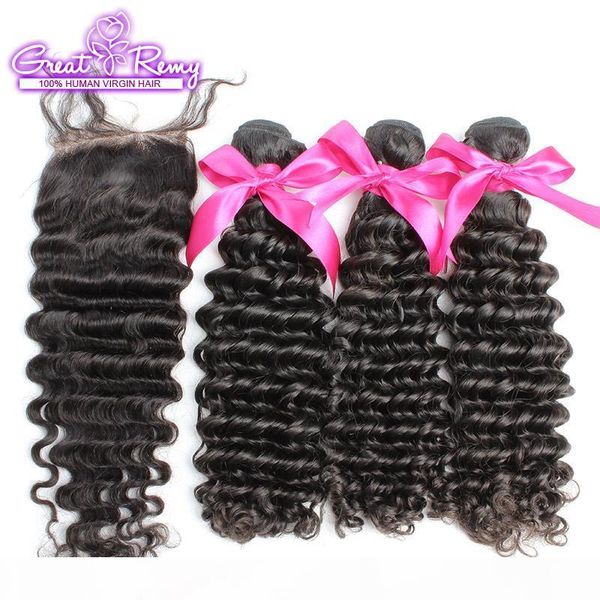100% unprocessed deep wave brazilian virgin human hair extensions 3pcs hair wefts + 1pc lace closure 4"x4" full head natural color, Black
100% unprocessed deep wave brazilian virgin human hair extensions 3pcs hair wefts + 1pc lace closure 4"x4" full head natural color, Black