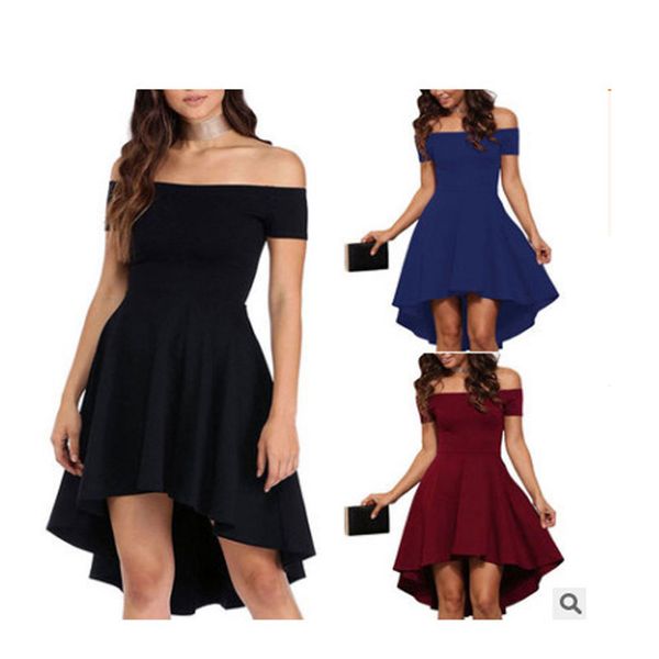 european and american women's summer new style one-word collar short-sleeved strapless solid color dress summer mid-length, White;black
european and american women's summer new style one-word collar short-sleeved strapless solid color dress summer mid-length, White;black
