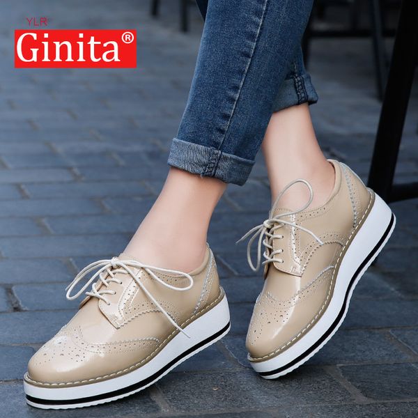 ginita patent leather women's platform brogue shoes black white height increasing 4.5 cm ladies casual shoes woman loafers
ginita patent leather women's platform brogue shoes black white height increasing 4.5 cm ladies casual shoes woman loafers