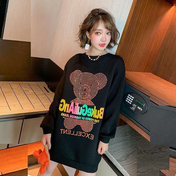 miuco heavy industry drill cartoon bear letter printing medium and long cartoon autumn bear letter new autumn round neck dress for women, Black;gray
miuco heavy industry drill cartoon bear letter printing medium and long cartoon autumn bear letter new autumn round neck dress for women, Black;gray