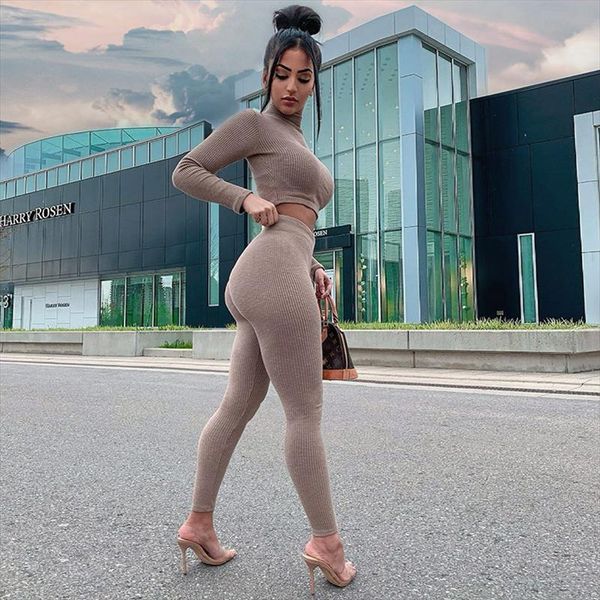 2021 winter women sport fitness 2 two piece set outfits long sleeve crop tshirt leggings pants set solid knitted tracksuit, Gray
2021 winter women sport fitness 2 two piece set outfits long sleeve crop tshirt leggings pants set solid knitted tracksuit, Gray