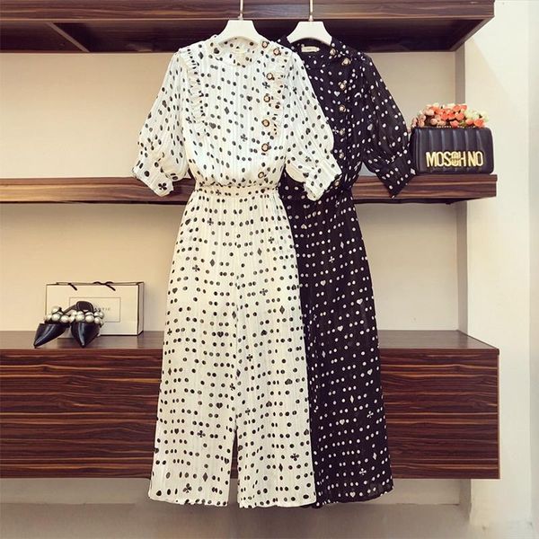 chiffon polka dot 2 piece set women ruffles blouse white shirt + elastic high waist wide legs pant set ladies plus size suit1
chiffon polka dot 2 piece set women ruffles blouse white shirt + elastic high waist wide legs pant set ladies plus size suit1