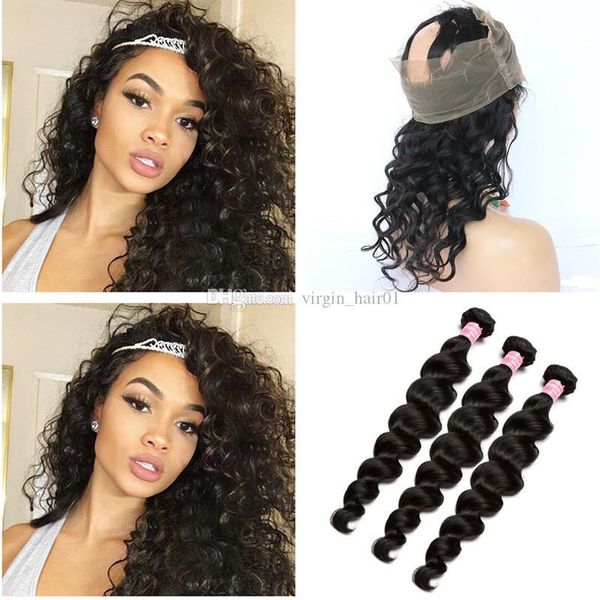 9a grade 360 lace frontal closure with bundles loose deep wave hair bundles with 360 lace frontal loose wave 360 full lace frontal, Black;brown
9a grade 360 lace frontal closure with bundles loose deep wave hair bundles with 360 lace frontal loose wave 360 full lace frontal, Black;brown