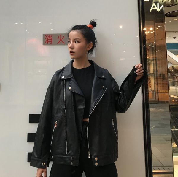 loose plus size oversized button turndown collar zipper pocket streetwear punk leather jacket harajuku korean coat cargo outwear 201028, Black;brown
loose plus size oversized button turndown collar zipper pocket streetwear punk leather jacket harajuku korean coat cargo outwear 201028, Black;brown
