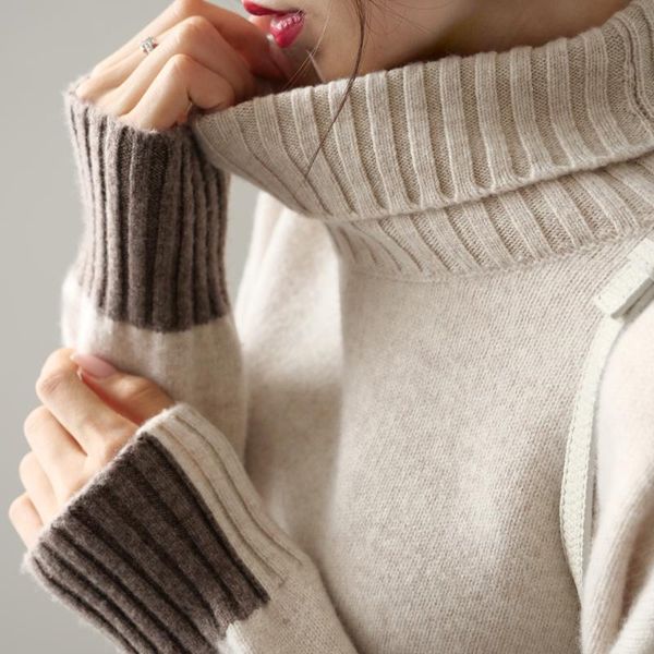 2021 winter new cashmere sweater women's solid color thick knit oversize turtleneck wool pullover warm comfortable sale, White;black
2021 winter new cashmere sweater women's solid color thick knit oversize turtleneck wool pullover warm comfortable sale, White;black