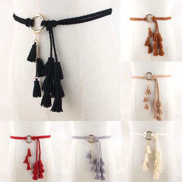 women ladies skinny round buckle braided belt dress tassel waistband decoration bltll0312, Black;brown
women ladies skinny round buckle braided belt dress tassel waistband decoration bltll0312, Black;brown