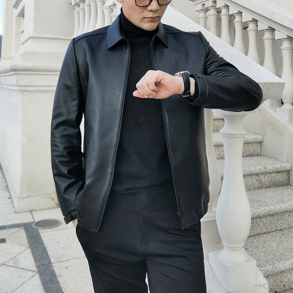 natural cowhide leather brand factory business lapel low-key simple brief paragraph leather fur coats male1, Black
natural cowhide leather brand factory business lapel low-key simple brief paragraph leather fur coats male1, Black