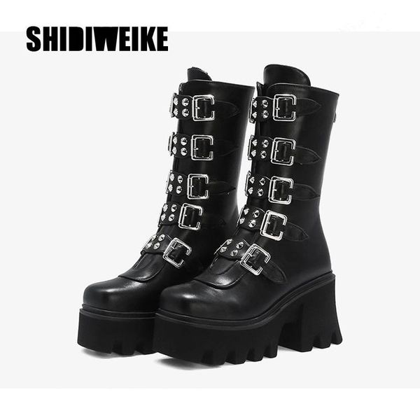 boots punk rock steam studs metal buckle motorcycle women rivet chunky heel short booties thick platform gothic shoes v862, Black
boots punk rock steam studs metal buckle motorcycle women rivet chunky heel short booties thick platform gothic shoes v862, Black