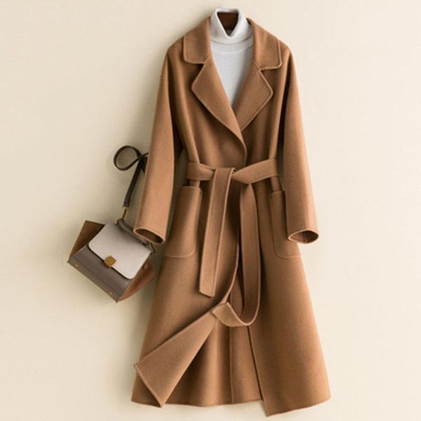 spring autumn woolen coat women mid-length loose wool coat ladies belt double-sided high-end cashmere female pocket a7551, Tan;black
spring autumn woolen coat women mid-length loose wool coat ladies belt double-sided high-end cashmere female pocket a7551, Tan;black