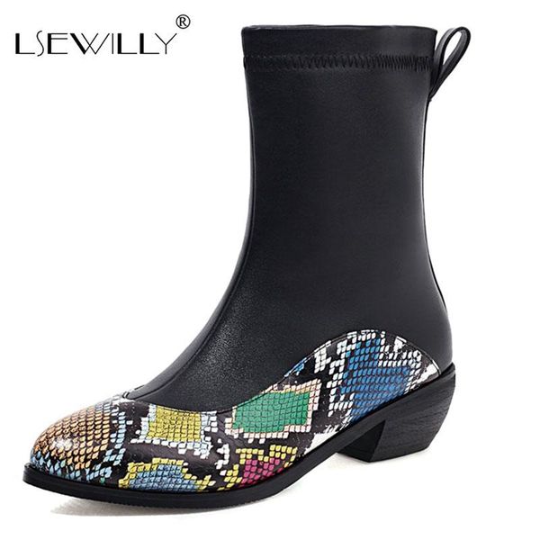 boots lsewilly women snake print western mix-color shoes lady round toe chunky hoof heels cowgirl cowboy ankle booties, Black
boots lsewilly women snake print western mix-color shoes lady round toe chunky hoof heels cowgirl cowboy ankle booties, Black