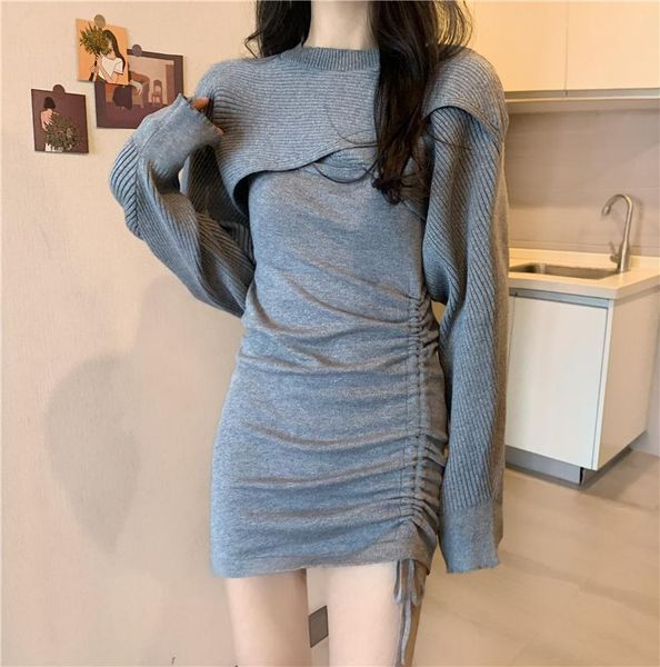 vintage chic crop two piece set dress women knitting mini outfits drawstring cross casual dresses knit, Black;gray
vintage chic crop two piece set dress women knitting mini outfits drawstring cross casual dresses knit, Black;gray