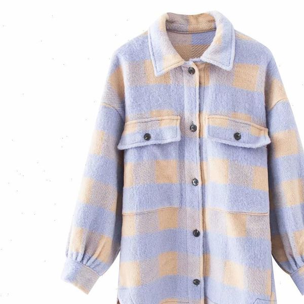 2021 spring womens purple yellow plaid coat shirt style pockets streetwear woman oversize coats female jacket chic, Black;brown
2021 spring womens purple yellow plaid coat shirt style pockets streetwear woman oversize coats female jacket chic, Black;brown