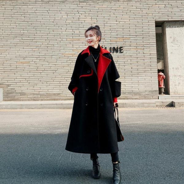 2020 autumn winter black red long women's windbreaker double-breasted lapel bandage wool blend women jacket coat1
2020 autumn winter black red long women's windbreaker double-breasted lapel bandage wool blend women jacket coat1