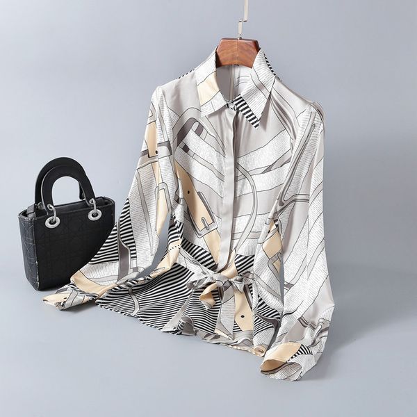 2020 lapel volleyball new shirts printed silk shirt fashion feminine cardigan temperament o9jt, White
2020 lapel volleyball new shirts printed silk shirt fashion feminine cardigan temperament o9jt, White