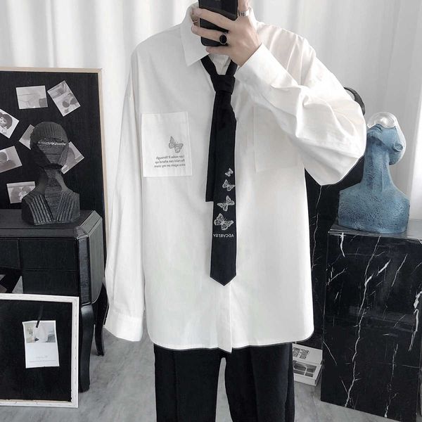 loose business dk full set of trendy men's and women's uniform korean college style butterfly shirt ruffian tie, White;black
loose business dk full set of trendy men's and women's uniform korean college style butterfly shirt ruffian tie, White;black