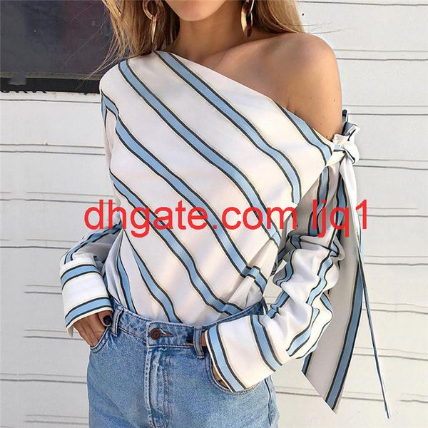 summer women new striped loose blouse fashion lady off shoulder lace up shirts female elegant blouses long sleeve chic, White
summer women new striped loose blouse fashion lady off shoulder lace up shirts female elegant blouses long sleeve chic, White