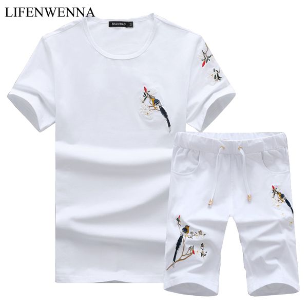 summer men's sets chinese style flower and bird embroidery short sleeve suits for men casual cotton t shirt + shorts - lj201117, Gray
summer men's sets chinese style flower and bird embroidery short sleeve suits for men casual cotton t shirt + shorts - lj201117, Gray