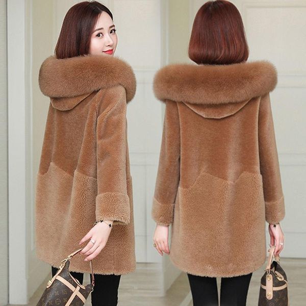 women's fur & faux mid-length coat korean loose plush sheep shearing thickened autumn and winter lamb women, Black
women's fur & faux mid-length coat korean loose plush sheep shearing thickened autumn and winter lamb women, Black